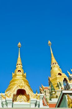 Pinnacle at Phra Mahathat Chedi Phakdi Prakat, Beautiful golden pagoda's famous on Thongchai mountain in Ban krut, Prachuap Khiri Khan, Thailand
