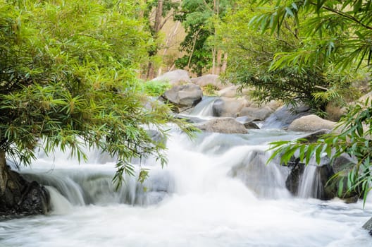 Kaeng Som Maw, Small waterfall at tropical forests in Ratchaburi Province of Thailand.
