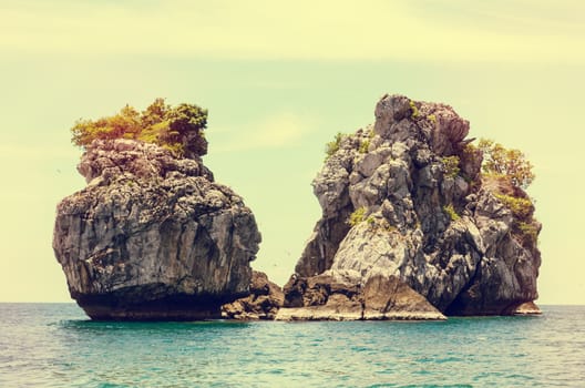 Vintage small Island on the ocean in Chumphon province, Thailand