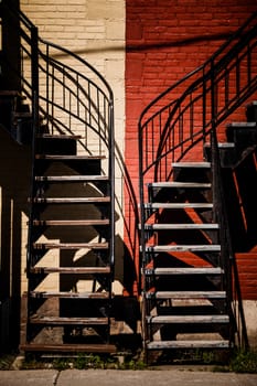 Symmetrical Staircases with two different colors. Red and Beige