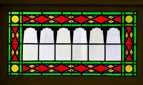 Bright Stained Glass Details inside a Church