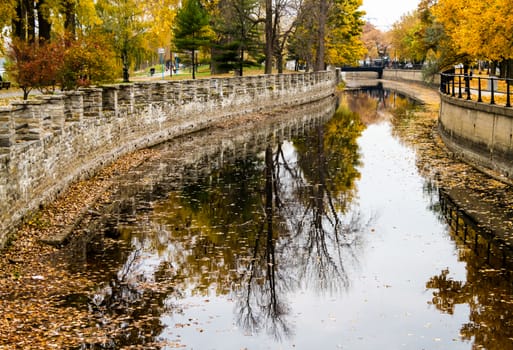 Autumn Montreal Lachine Canal Landscape From the Bridge