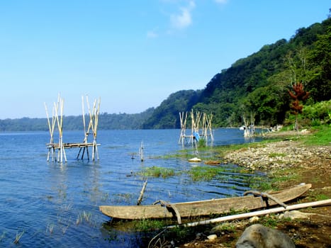 Ancient Traditional Boat at Danau Buyan Lake Bali, Indonesia