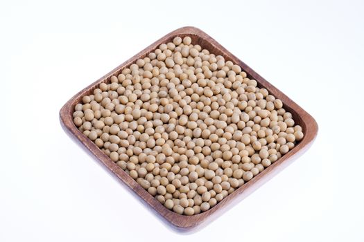bowl of soybeans isolated on white background