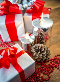 Christmas gift box with christmas balls 