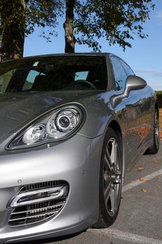 Porsche Panamera GT silver - left front - Turbo Sport Crono - 2010 model - PCCB breakes - PDK