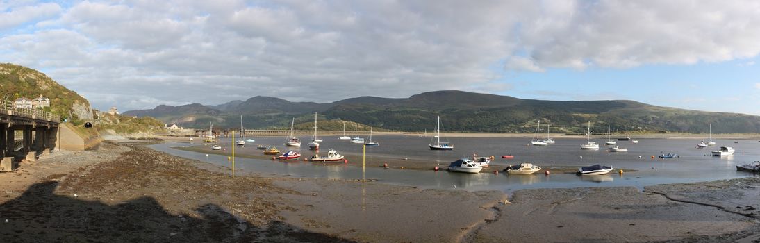 a view up the mawddach estuary in wales from barmouth