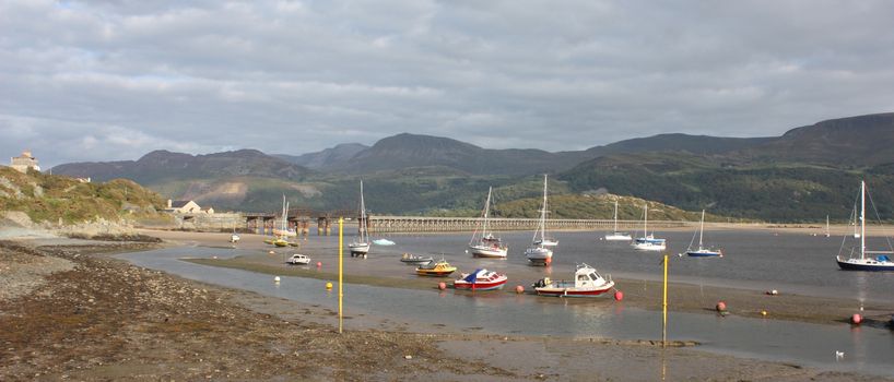 a view up the mawddach estuary in wales from barmouth