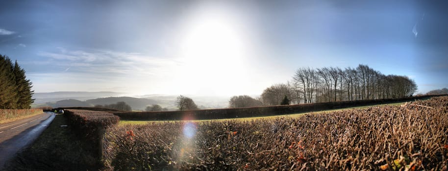 cloud or mist in a valley in exmoor national park