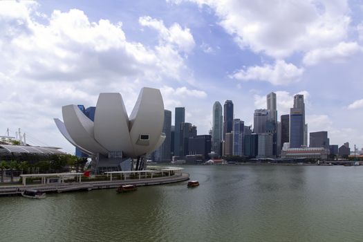 View to Singapore ArtScience Museum. Afternoon in City  EDITORIAL Singapore, Singapore - February 13, 2014