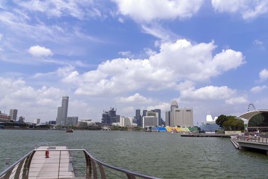 Marina Bay Pier. Afternoon in City  EDITORIAL Singapore, Singapore - February 13, 2014