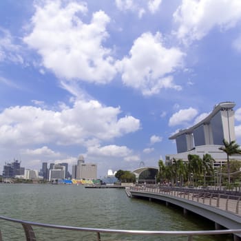 Singapore Marina Bay. Afternoon in City  EDITORIAL Singapore, Singapore - February 13, 2014