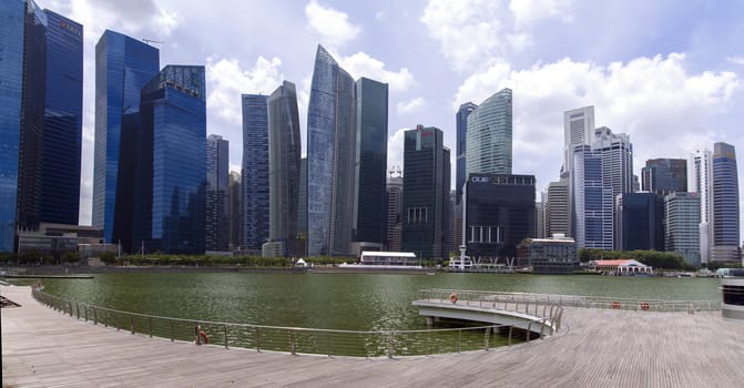 Singapore Skyscrapers and Marina Bay View. Afternoon in City  EDITORIAL Singapore, Singapore - February 13, 2014