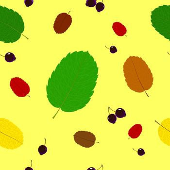 Pattern of leaves and berries saskatoon