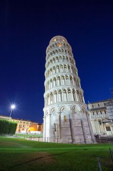Pisa, Italy - August 11, 2013: Pisa leaning tower at dawn, Piazza del Duomo, Italy