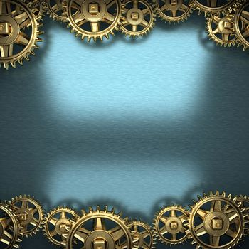 blue metal background with cogwheel gears