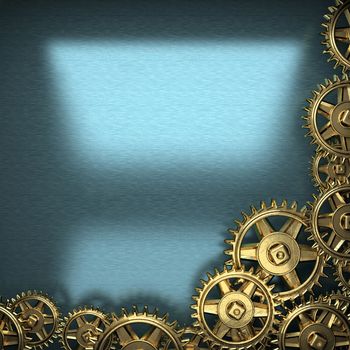 blue metal background with cogwheel gears