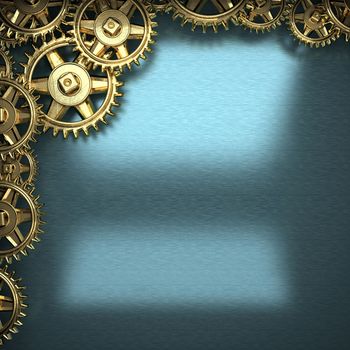 blue metal background with cogwheel gears