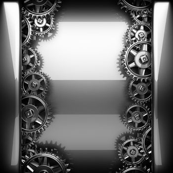 metal polished background with cogwheel gears