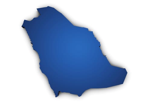 Shape 3d of Saudi Arabia map colored in blue and isolated on white background.