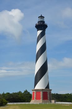 The famous Cape Hatteras Lighthouse off the North Carolina Coast