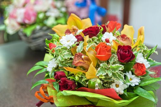 close up of beautiful wedding bouquet