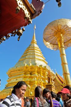 CHIANG MAI,THAILAND-OCTOBER 30,12: Many people of Thailand assembled religious rituals homage to the Buddha in the End of Buddhist Lent day at the Wat Phra That Doi Suthep,October 30,2012 in Thailand

