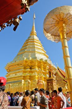 CHIANG MAI,THAILAND-OCTOBER 30,12: Many people of Thailand assembled religious rituals homage to the Buddha in the End of Buddhist Lent day at the Wat Phra That Doi Suthep,October 30,2012 in Thailand


