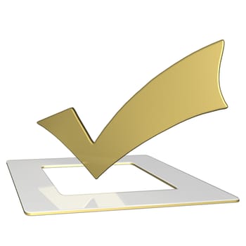 Glossy green Check mark on white background