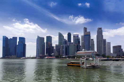 Singapore Skyscrapers and Marina Bay.  EDITORIAL Singapore, Singapore - February 13, 2014