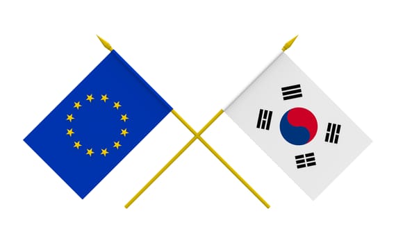 Flags, European Union and Republic of Korea