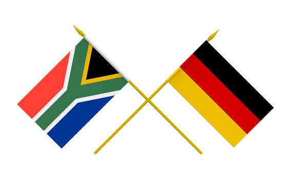 Flags of Germany and South Africa, 3d render, isolated