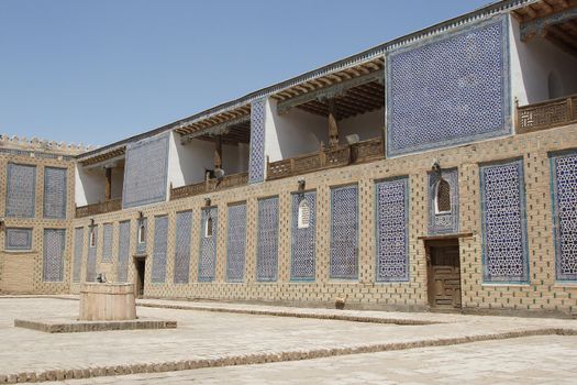 KHIVA, UZBEKISTAN - MAY 19, 2012: Patio of the Toshxovli Palace on May 19, 2012 in Uzbekistan, Asia.