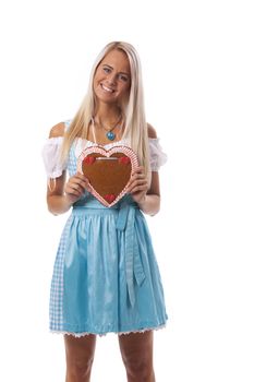bavarian woman with a gingerbread heart