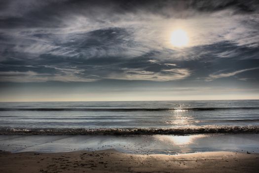 Beautiful sunset over a sandy beach