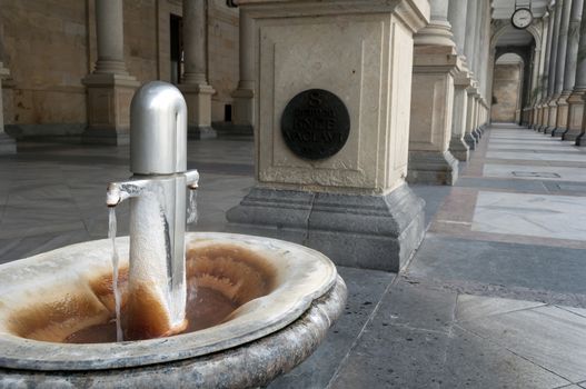 Hot spring water in the spa town of Karlovy vary, Czech Republic.