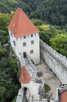 High angle view of medieval Kokorin castle.