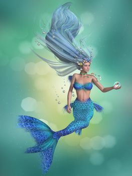 A mermaid is a fantasy sea creature with the upper body of a woman and the tail of a fish for swimming underwater.