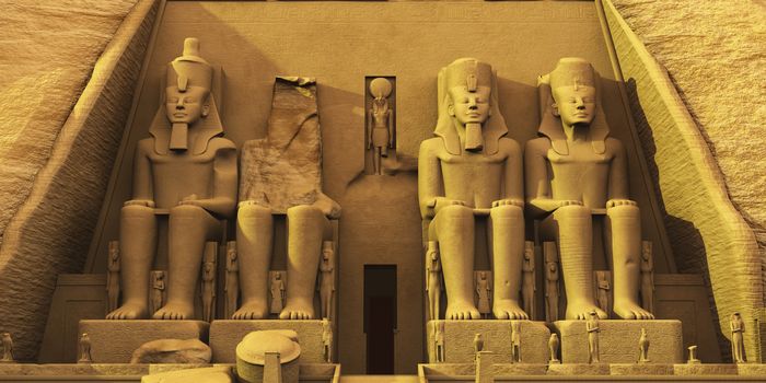 Temple of Abu Simbel are two massive rock formations where statues have been carved into the stone to honor Pharaoh Ramesses and Queen Nefertari. 
