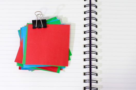 group of colorful paper note with notebook