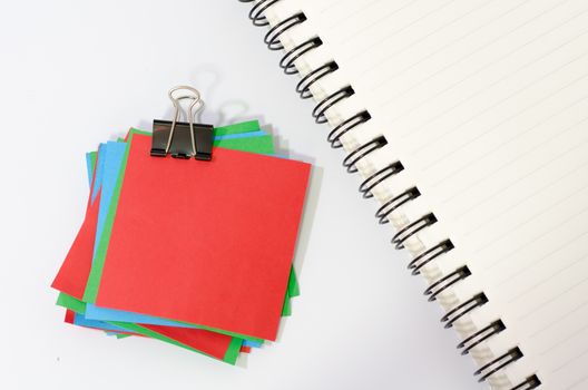 group of colorful paper note with notebook
