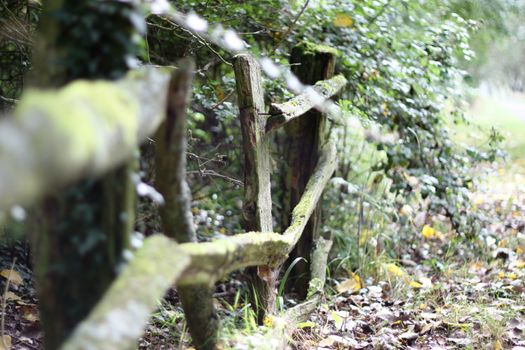 an old broken rickety wooden fence