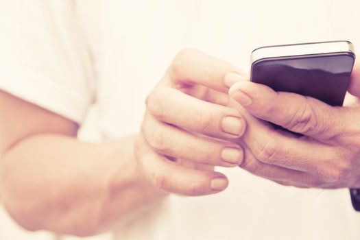 man checking his phone background