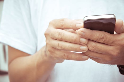 man checking his phone Background
