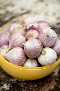 close up of fresh organic garlic background