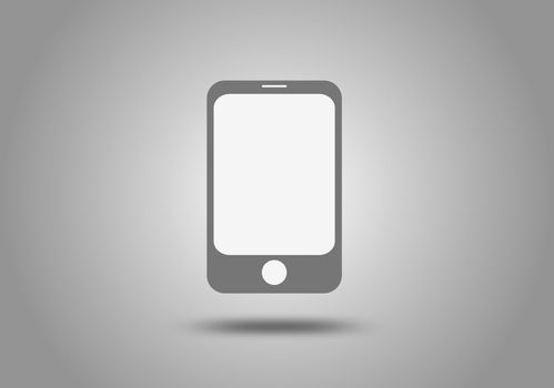 Flat icon of smartphone on grey backgroud.