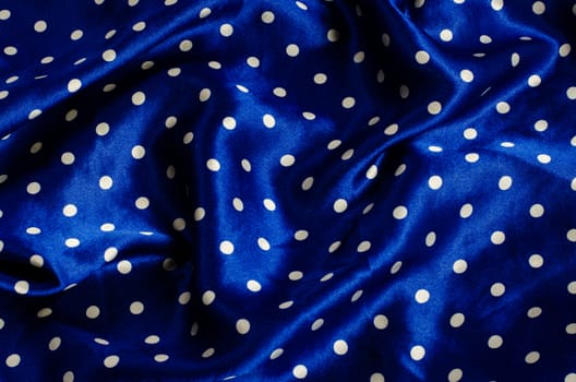 polka dot blue silk satin