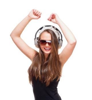 Portrait of a Teenage Girl with Sunglasses and Headphones