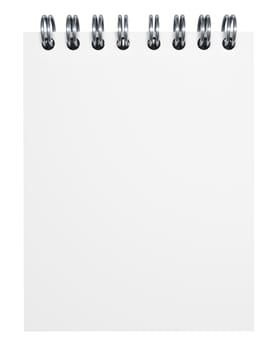 Blank paper notebook with empty space on page for your business advertising, creative web copy and messages. Isolated on white background.