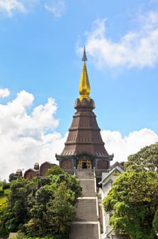 Phra Mahathat Napametanidon pagoda on Doi Intanon mountain in Chiang Mai province of Thailand.